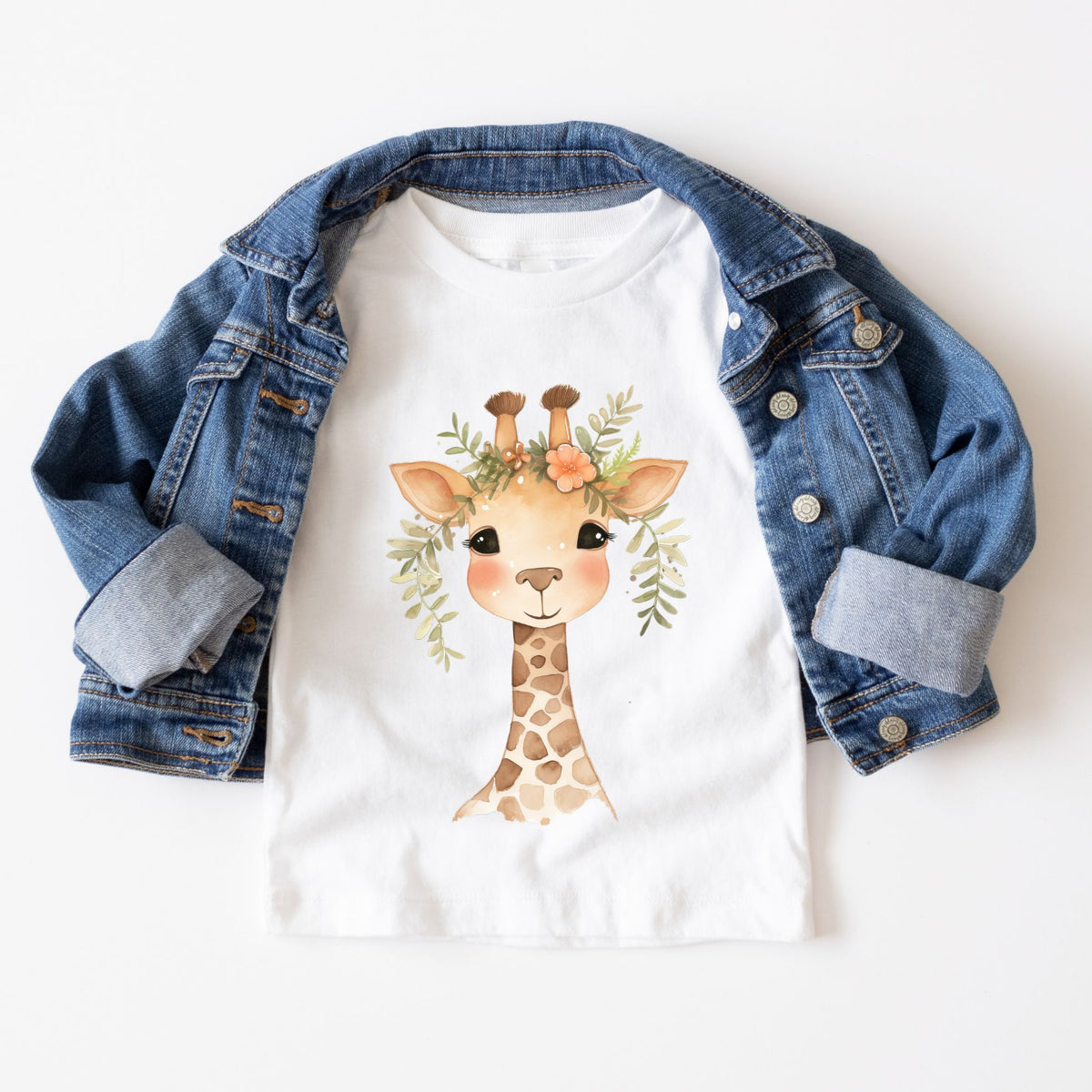 Floral Giraffe Watercolor Tee
