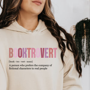 Booktrovert Hoodie in Ivory for Women - Oversized, Book Lover Sweatshirts, Printed, Graphics, Loose Fit