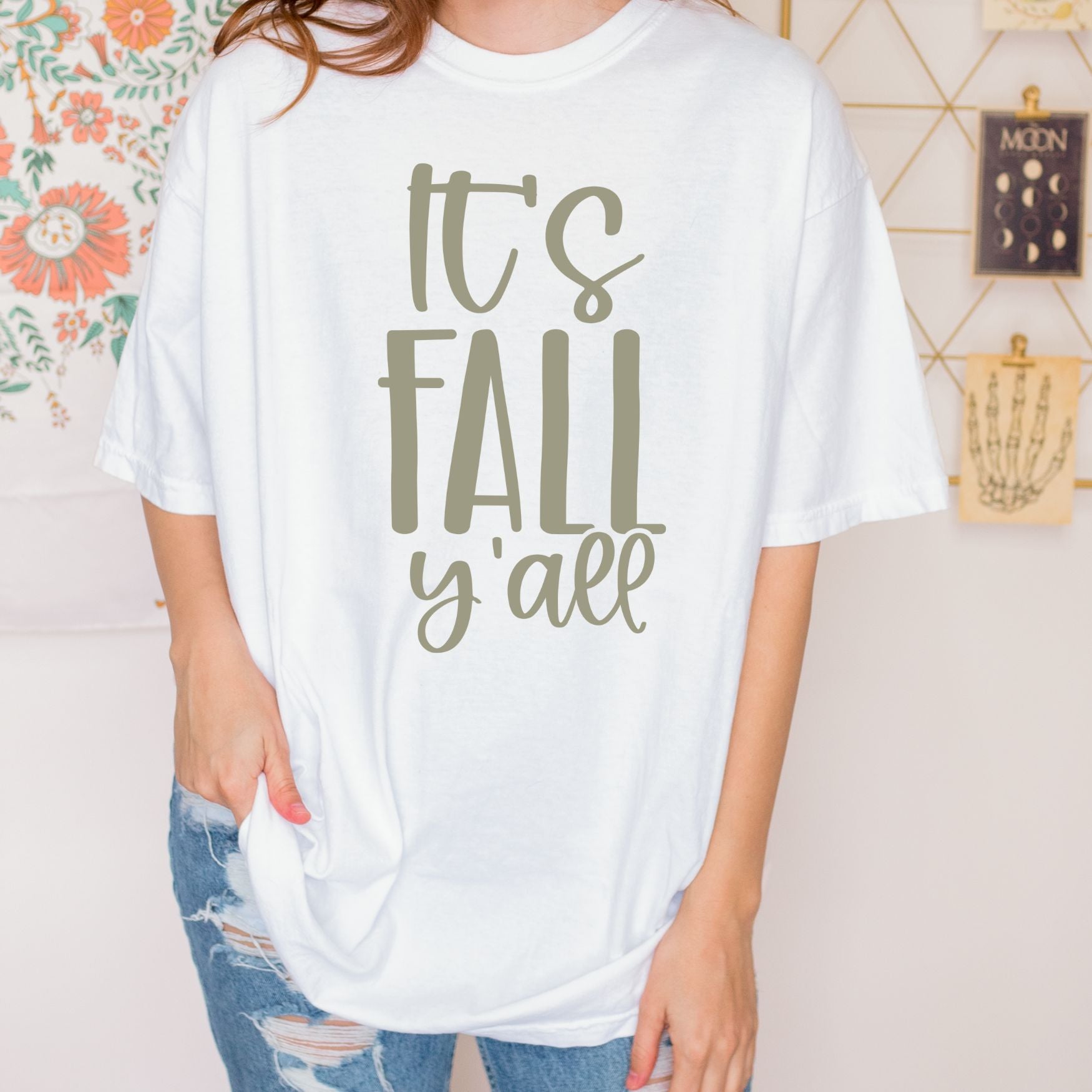 It's Fall Y'all Tee in White - Adult