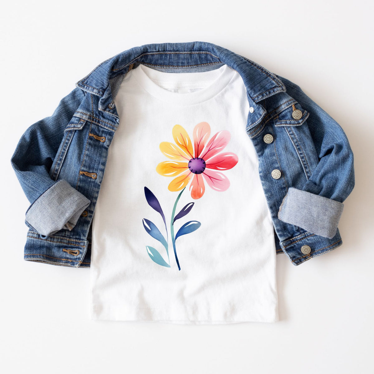 Rainbow Flower Watercolor Tee