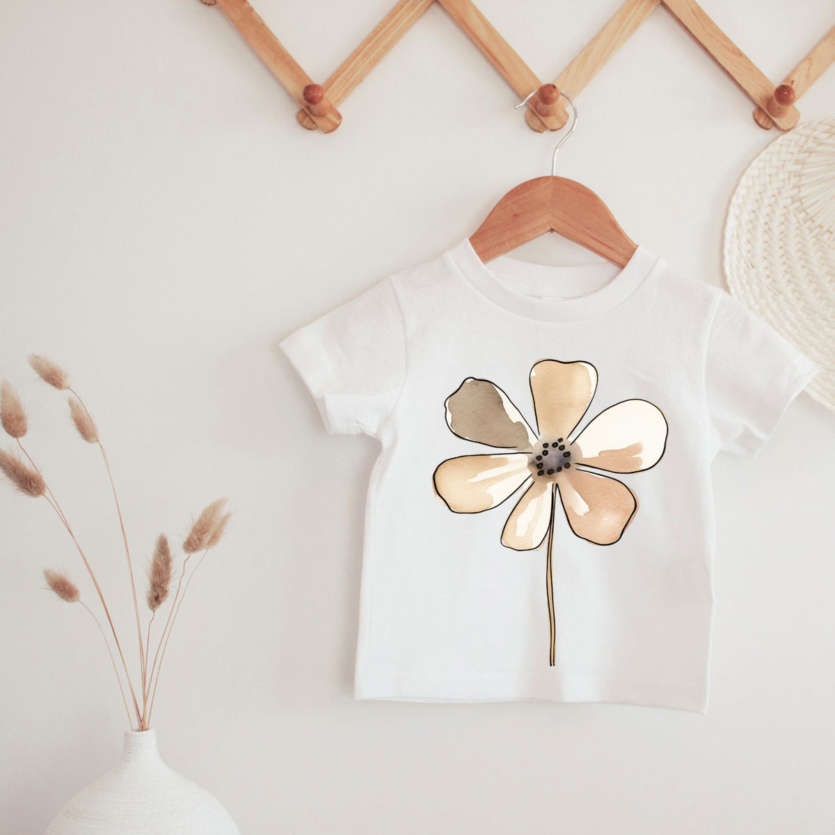 Tan Flower Watercolor Tee