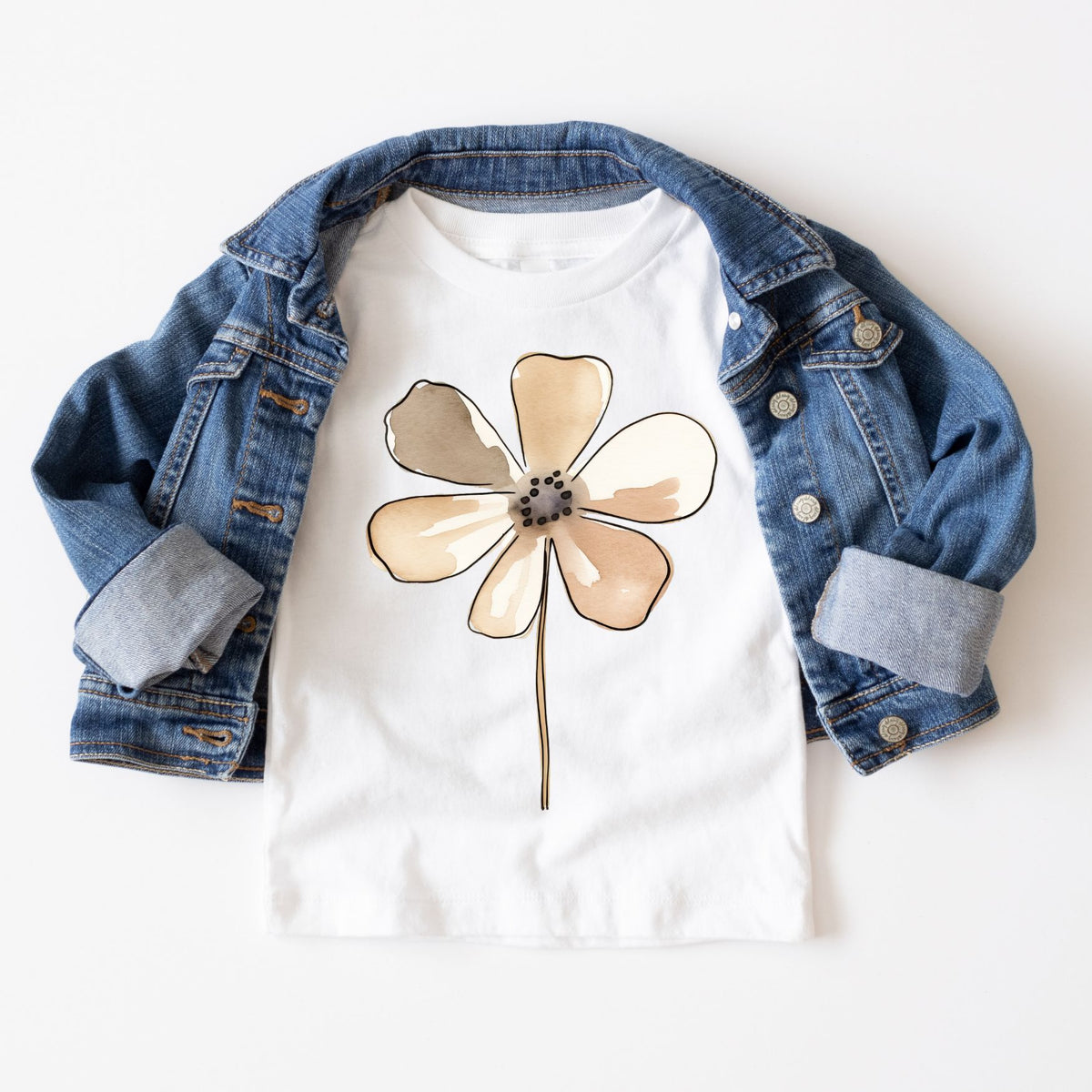 Tan Flower Watercolor Tee