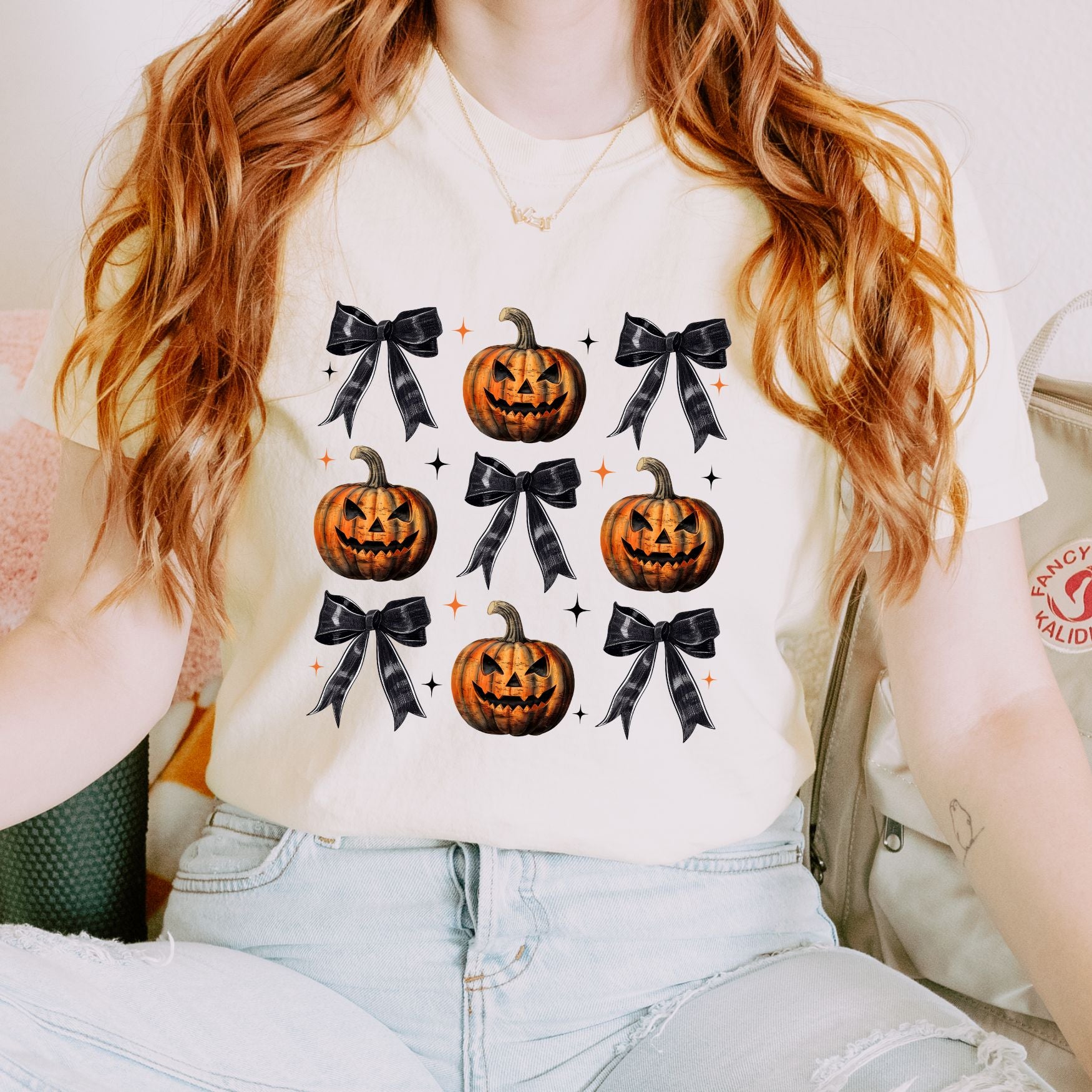 Pumpkin Coquette Tee on Ivory