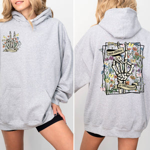 Light Gray Good Energy Hoodie for Women - Oversized, Sweatshirts, Printed, Graphics, Loose Fit