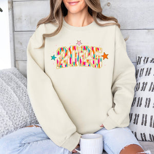 2025 Brushstroke Crewneck Sweatshirt, Womenswear Soft Printed Sweatshirt, Cozy New Year Oversized Top