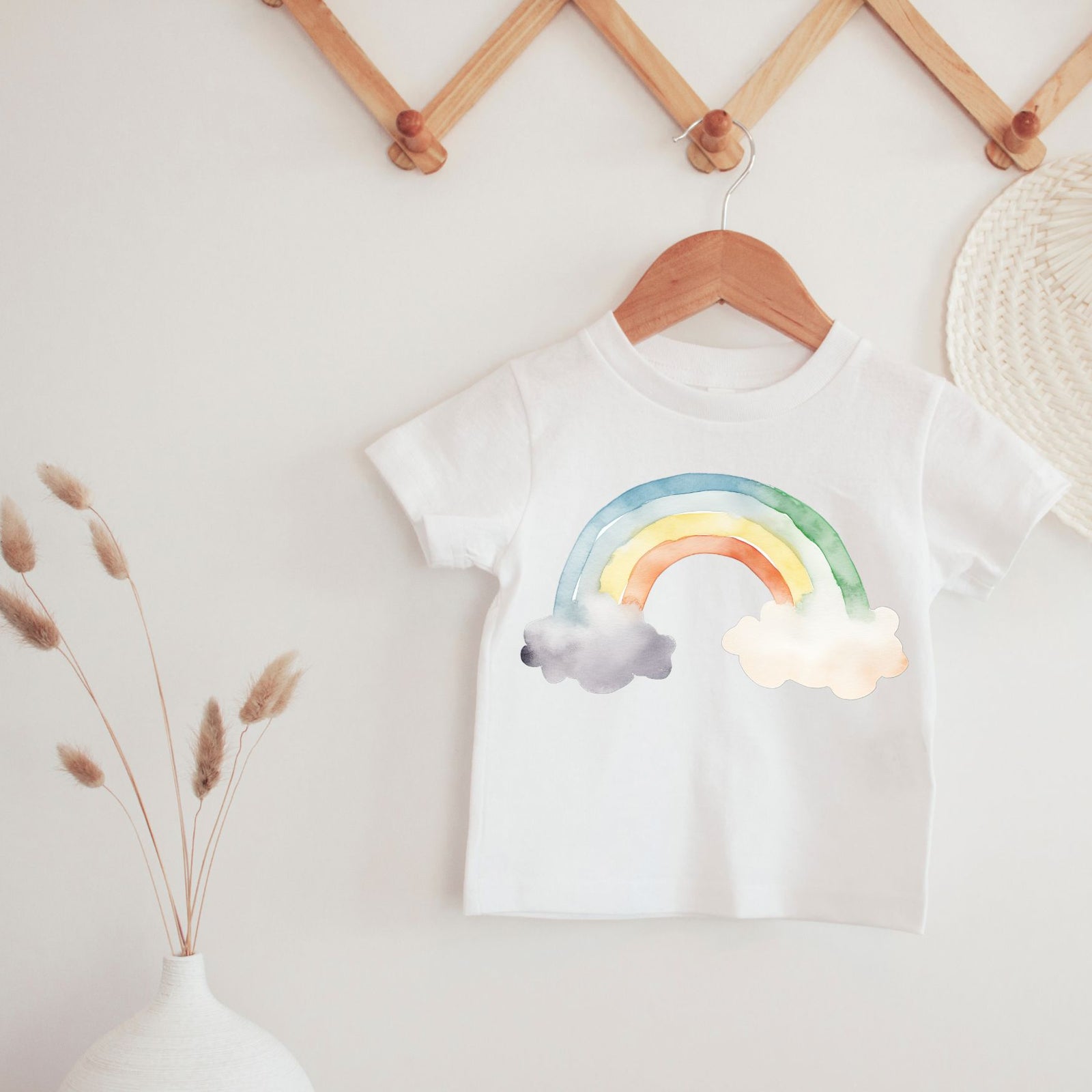 Rainbow and Clouds Watercolor Tee