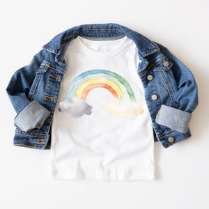 Rainbow and Clouds Watercolor Tee