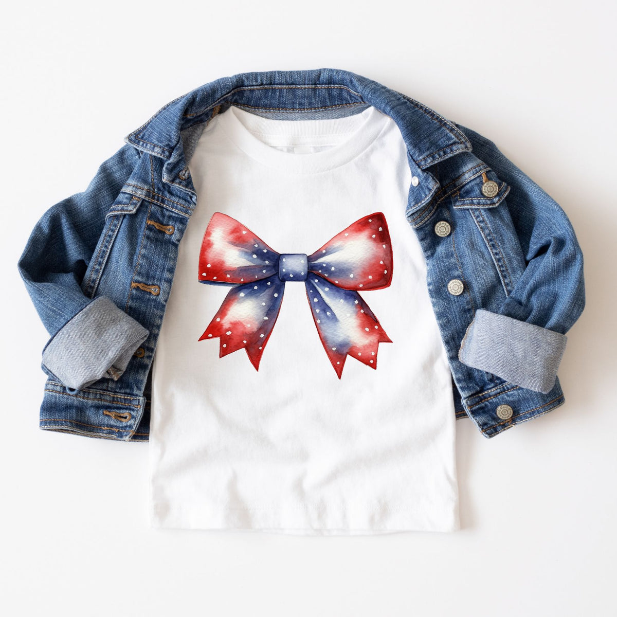 Red and Blue Bow Tee
