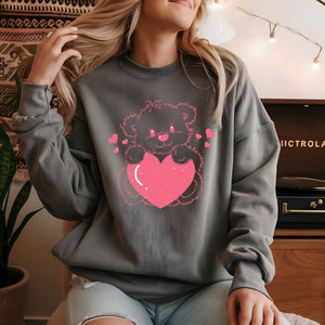 Retro Bear Comfort Colors Sweatshirt in Charcoal