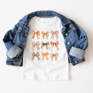 Fall Coquette Bows Tee on White - Infant/Toddler