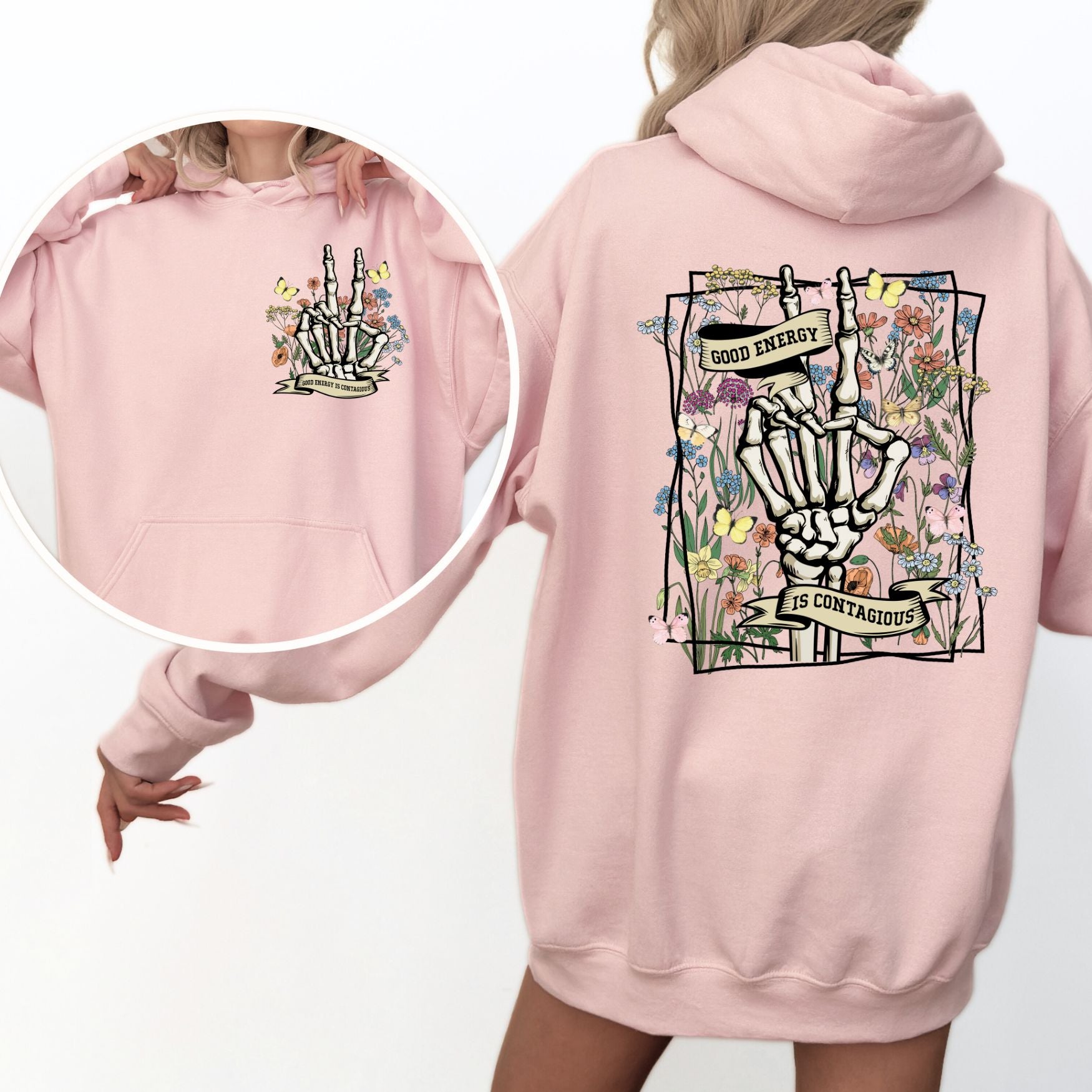 Good Energy Hoodie in Soft Pink - Adult