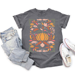 Fall Floral Tee on Charcoal - Adult