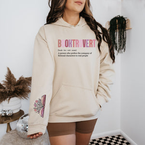 Booktrovert Hoodie in Ivory for Women - Oversized, Book Lover Sweatshirts, Printed, Graphics, Loose Fit