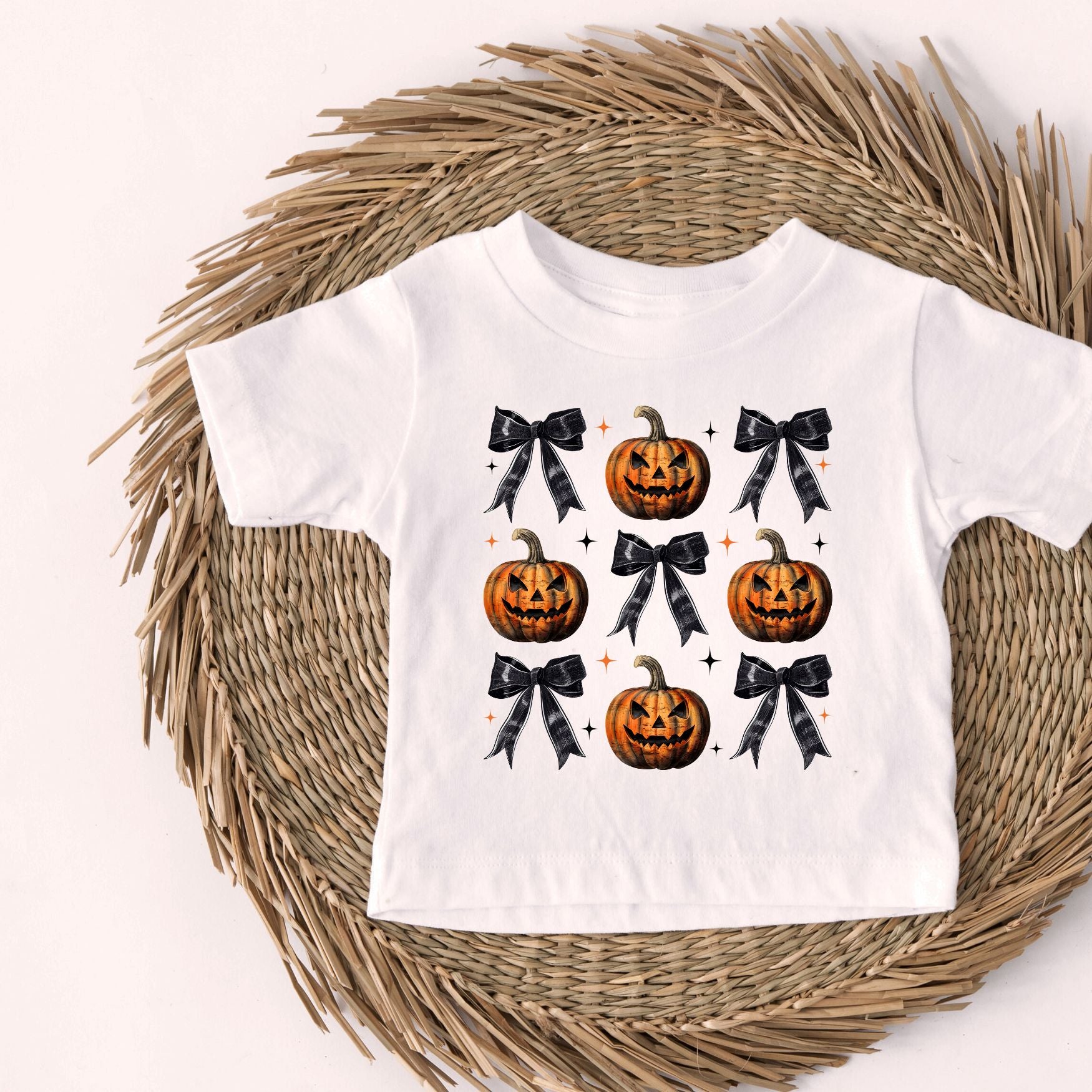 Pumpkin Coquette Tee on white - Infant/Toddler