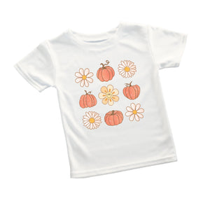 Flowers and Pumpkins Tee on White - Infant/Toddler