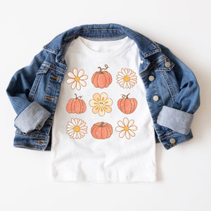 Flowers and Pumpkins Tee on White - Infant/Toddler