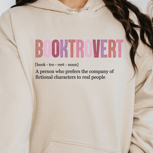 Booktrovert Hoodie in Ivory for Women - Oversized, Book Lover Sweatshirts, Printed, Graphics, Loose Fit