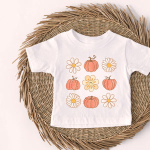 Flowers and Pumpkins Tee on White - Infant/Toddler