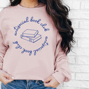 Antisocial Bookclub Sweatshirt, Womenswear Soft Printed Crewneck, Booklover Trendy Cozy Oversized Top