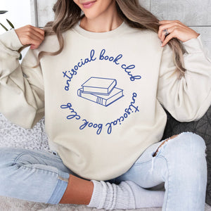 Antisocial Bookclub Sweatshirt, Womenswear Soft Printed Crewneck, Booklover Trendy Cozy Oversized Top