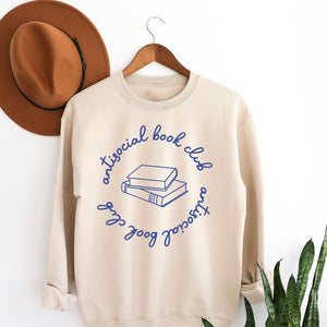 Antisocial Bookclub Sweatshirt, Womenswear Soft Printed Crewneck, Booklover Trendy Cozy Oversized Top