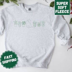 Cat and Plant Crewneck Sweatshirt