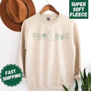 Cat and Plant Crewneck Sweatshirt