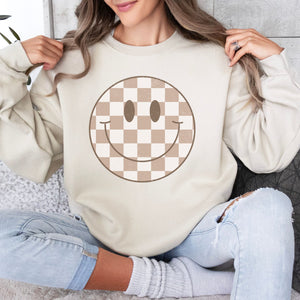 Checked Smiley Crewneck Sweatshirt