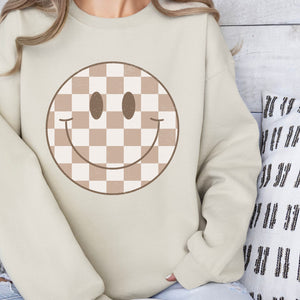 Checked Smiley Crewneck Sweatshirt