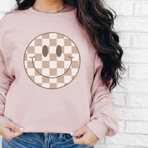 Checked Smiley Crewneck Sweatshirt