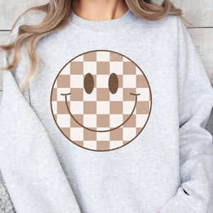 Checked Smiley Crewneck Sweatshirt