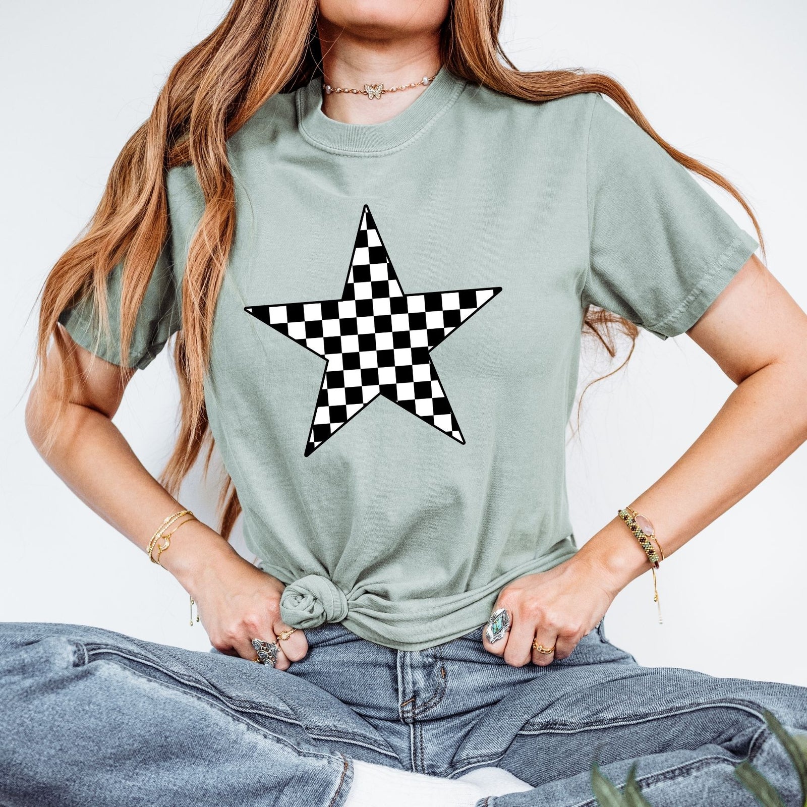 Checked Star Tee