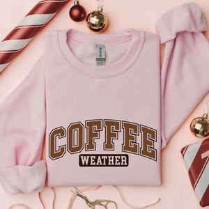 Coffee Weather Crewneck Sweatshirt, Womenswear Soft Printed Sweatshirt, Cozy Fall Oversized Top