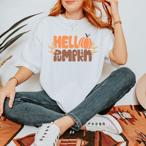 Hello Pumpkin Tee in White - Adult