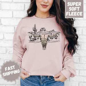 Cow Skull Crewneck Sweatshirt