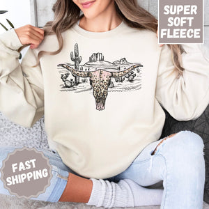 Cow Skull Crewneck Sweatshirt