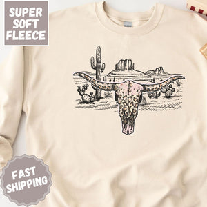 Cow Skull Crewneck Sweatshirt