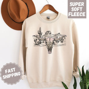 Cow Skull Crewneck Sweatshirt