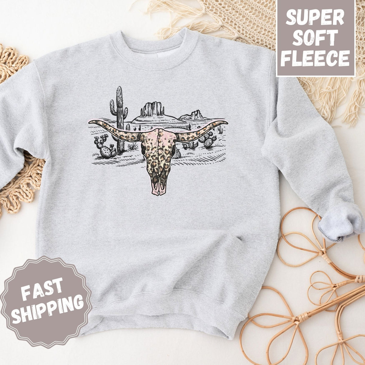 Cow Skull Crewneck Sweatshirt