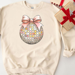 Disco Ball Crewneck Sweatshirt, Womenswear Soft Printed Sweatshirt, Cozy New Year Oversized Top