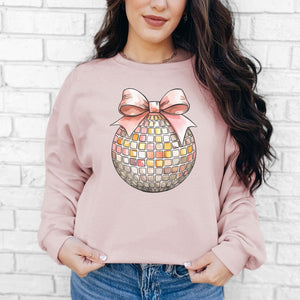 Disco Ball Crewneck Sweatshirt, Womenswear Soft Printed Sweatshirt, Cozy New Year Oversized Top