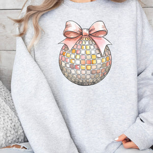 Disco Ball Crewneck Sweatshirt, Womenswear Soft Printed Sweatshirt, Cozy New Year Oversized Top