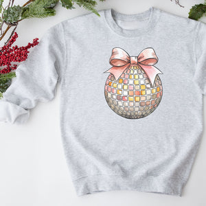 Disco Ball Crewneck Sweatshirt, Womenswear Soft Printed Sweatshirt, Cozy New Year Oversized Top