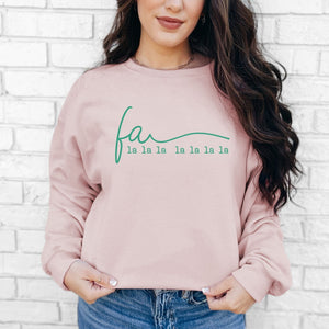 FaLaLaLa Crewneck Sweatshirt, Womenswear Christmas Soft Printed Sweatshirt, Cozy Holiday Oversized Top