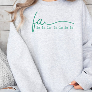 FaLaLaLa Crewneck Sweatshirt, Womenswear Christmas Soft Printed Sweatshirt, Cozy Holiday Oversized Top