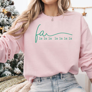 FaLaLaLa Crewneck Sweatshirt, Womenswear Christmas Soft Printed Sweatshirt, Cozy Holiday Oversized Top