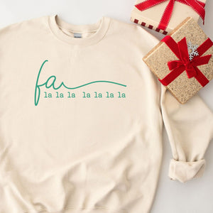 FaLaLaLa Crewneck Sweatshirt, Womenswear Christmas Soft Printed Sweatshirt, Cozy Holiday Oversized Top