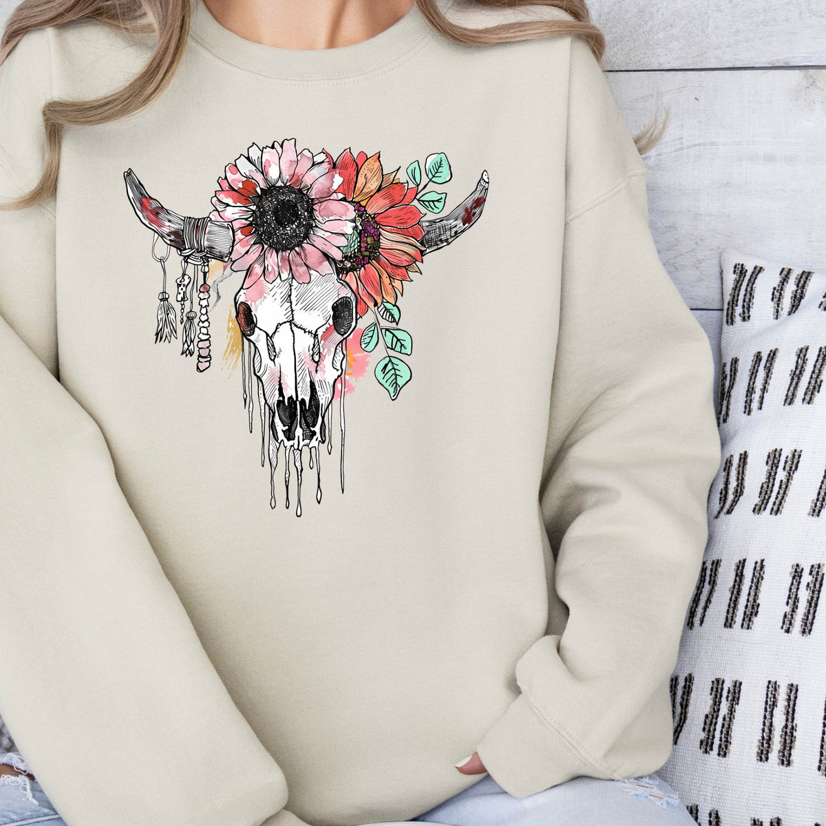 Floral Skull Crewneck Sweatshirt