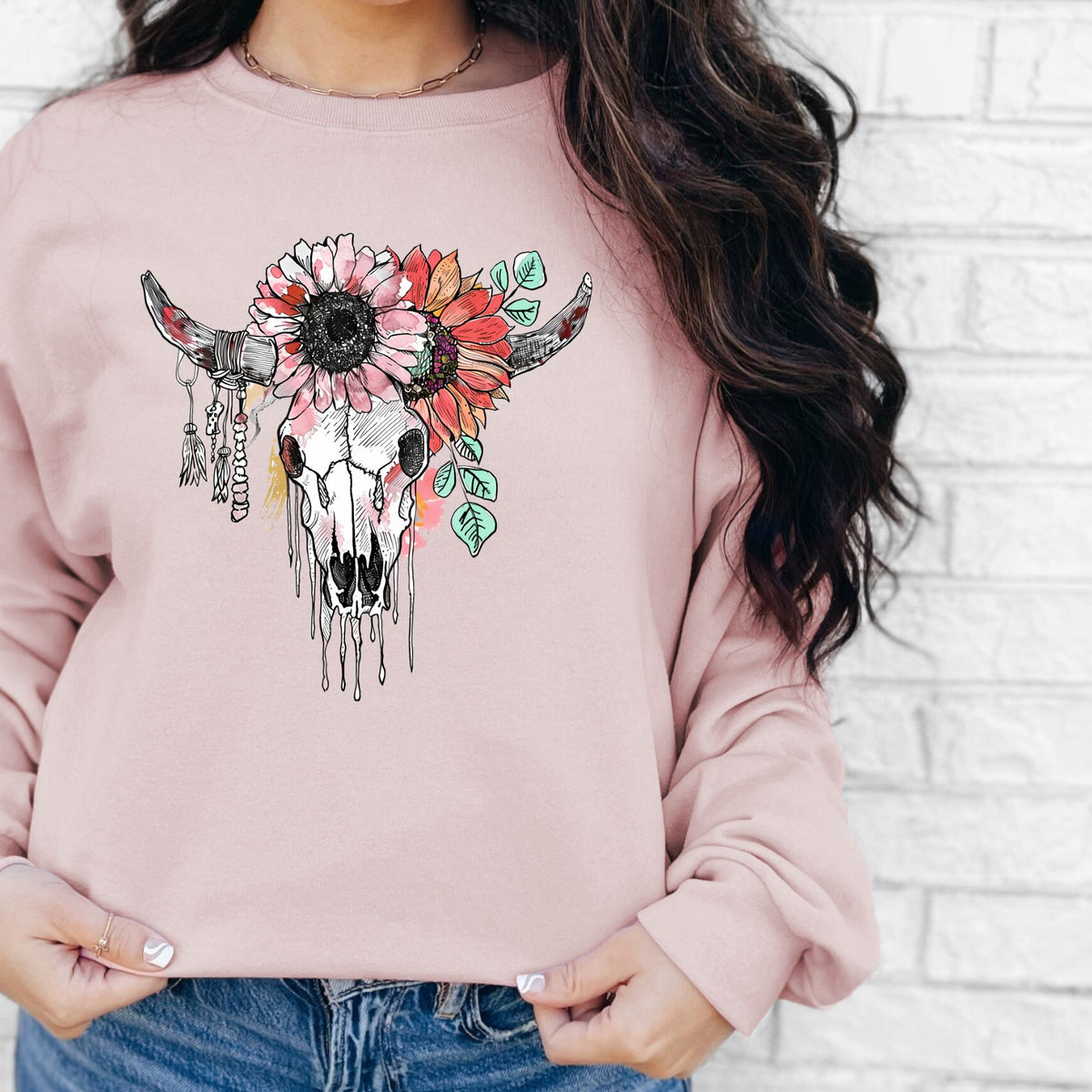 Floral Skull Crewneck Sweatshirt