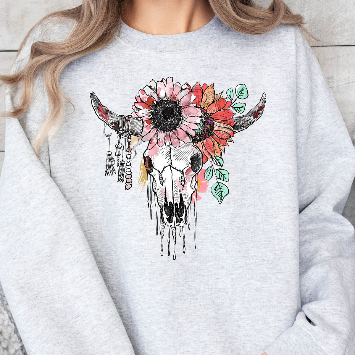 Floral Skull Crewneck Sweatshirt